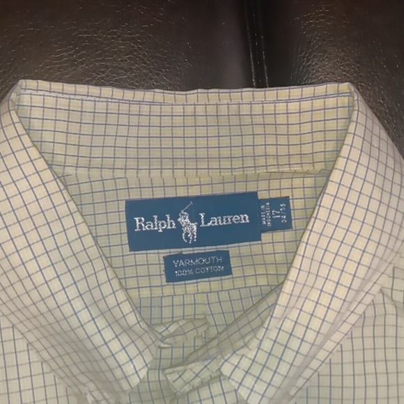Ralph Lauren Shirt Men's‎ Large Sz 17 -34/35 Gingam Check  Button Down Cotton - Picture 7 of 7